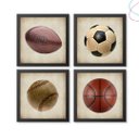 Ver imagem 1 de Kit com 4 Quadros Decorativos - Esporte Bolas Vintage:Preta