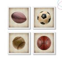 Ver imagem 2 de Kit com 4 Quadros Decorativos - Esporte Bolas Vintage:Preta