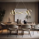 Ver imagem 3 de Lustre Pendente 120cm 40w Led Integrado Dourado Bivolt