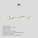 Ver imagem 2 de Lustre Pendente 120cm 40w Led Integrado Dourado Bivolt