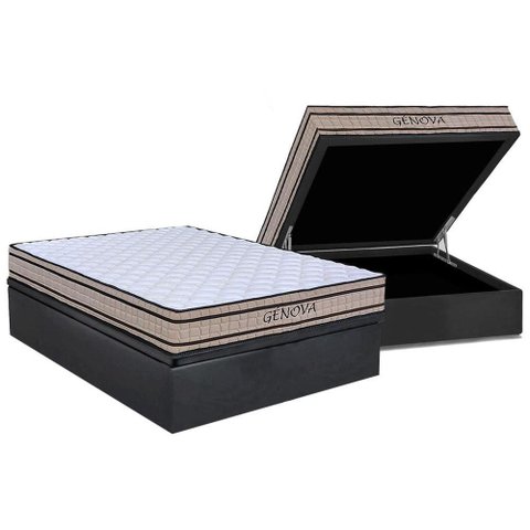 Cama Box Baú Casal: Colchão Espuma D45 Orthoflex Genova + Base CRC Suede Gray(138x188)