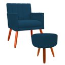 Ver imagem 1 de Poltrona Decorativa Miami Luxo com Puff Suede Azul Marinho