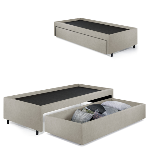 Base Box Cama Viúva com Gaveta Sapateira para Colchão 120x203 Cm Courino Linho
