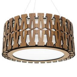Luminária Decorativa Madeira Pendente Redondo Ubatuba 45cm - 1
