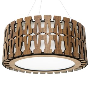 Luminária Decorativa Madeira Pendente Redondo Ubatuba 45cm