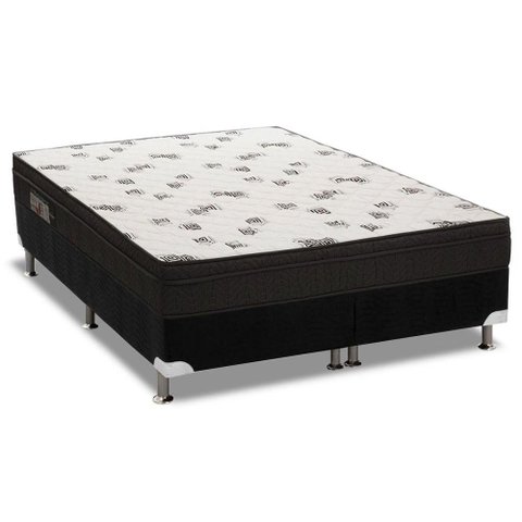 Cama Box Queen: Colchão Espuma D45 Ortobom Light + Base CRC Suede Black(158x198)