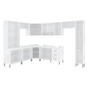 Ver imagem 4 de Armário de Cozinha Modulada Completa de Canto Viena 20 Portas 3 Prateleiras MDP 515cm Branco