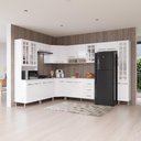 Ver imagem 1 de Armário de Cozinha Modulada Completa de Canto Viena 20 Portas 3 Prateleiras MDP 515cm Branco