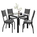 Ver imagem 2 de Conjunto Mesa de Jantar com 4 Cadeiras 258 Malva Tampo Vidro Incolor 75cm Sf Preto Assento Platina -