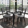 Conjunto Mesa de Jantar com 4 Cadeiras 258 Malva Tampo Vidro Incolor 75cm Sf Preto Assento Platina - - 1
