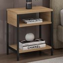 Ver imagem 1 de Mesa de Cabeceira Estilo Industrial Plaza L03 Castanho - Mpozenato