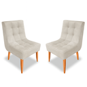 Ver imagem 1 de Kit Cadeira Poltrona de Jantar Estofada Trida Pés Palito Suede