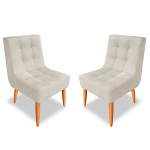 Kit Cadeira Poltrona de Jantar Estofada Trida Pés Palito Suede