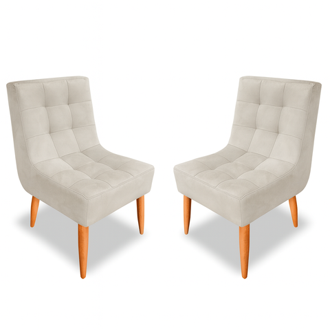 Kit Cadeira Poltrona de Jantar Estofada Trida Pés Palito Suede