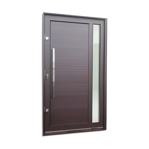 Porta Pivotante Alumínio Lamb.Visione c/Pux.e.Elite Marrom Corten 240x150 Brimak