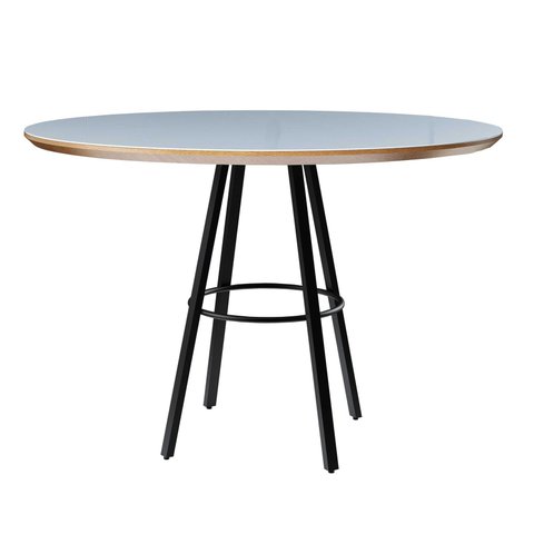 Mesa de Jantar Boston Class Aço Carbono Preto Redonda Nozes 1.30 Cm Vidro Branco