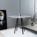 Ver imagem 2 de Mesa de Jantar Boston Class Aço Carbono Preto Redonda Nozes 1.30 Cm Vidro Branco