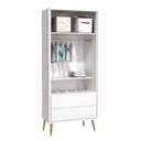 Ver imagem 5 de Guarda-roupa Retrô 2 Portas Théo New Branco Fosco com Natural - Moveisaqui