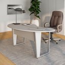 Ver imagem 6 de Mesa Escrivaninha Orgânica Linear 175CMX92CM com Pés Metal para Escritório Corporate F5 Cinza