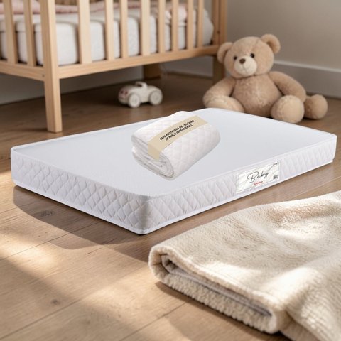 Kit Colchão de Berço 70 X 130cm + Capa Protetora Impermeável