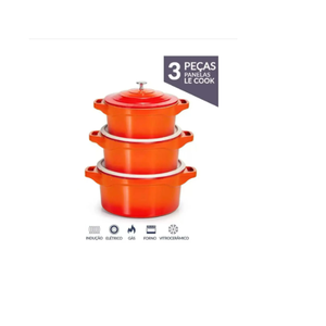 Jogos de Panelas Premier Orange 3 Peças Le Cook