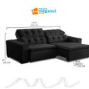 Ver imagem 3 de Sofá Retrátil Reclinável 3 Lugares 200cm com Pillow Veludo Preto Alasca Megasul