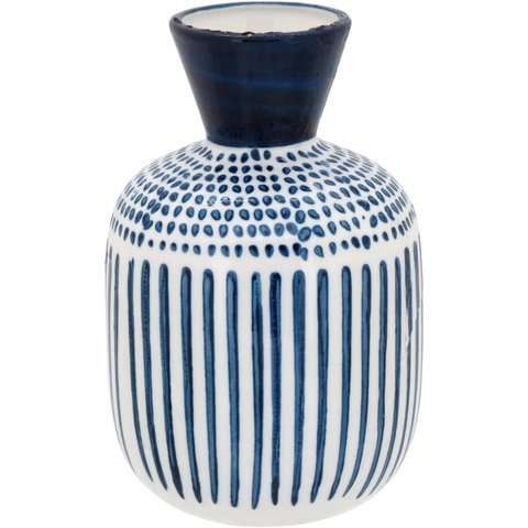 Vaso Suez Decorativo Cachepô Enfeite  20x13x13cm Cerâmica Azul