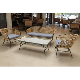 Conjunto de Àrea Externa Portofino com 1 Sofá, 2 Poltronas 1 Mesa - Chumbo/ratan - 5
