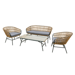 Conjunto de Àrea Externa Portofino com 1 Sofá, 2 Poltronas 1 Mesa - Chumbo/ratan - 1