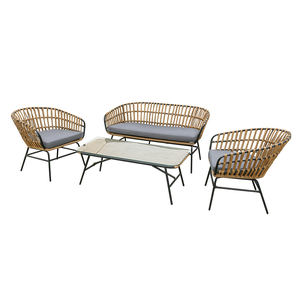 Conjunto de Àrea Externa Portofino com 1 Sofá, 2 Poltronas 1 Mesa - Chumbo/ratan