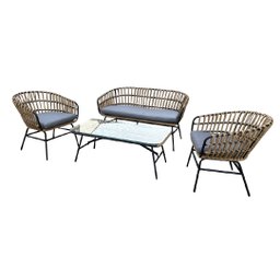 Conjunto de Àrea Externa Portofino com 1 Sofá, 2 Poltronas 1 Mesa - Chumbo/ratan - 1