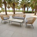Ver imagem 1 de Conjunto de Àrea Externa Portofino com 1 Sofá, 2 Poltronas 1 Mesa - Chumbo/Ratan
