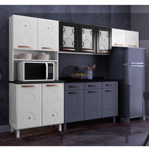 Cozinha de Aço Compacta Telasul Mirage 3 Peças Branco/preto