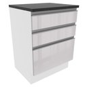 Ver imagem 1 de Balcão Madesa Acordes 100% MDF 60 cm 3 Gavetas Frentes Branco Brilho Cor:Branco
