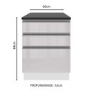 Ver imagem 2 de Balcão Madesa Acordes 100% MDF 60 cm 3 Gavetas Frentes Branco Brilho Cor:Branco