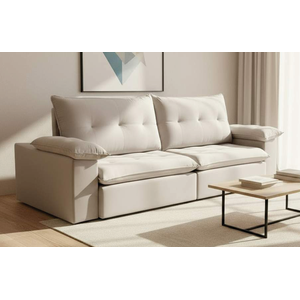 Sofá Luxo Dubai Retrátil e Reclinável Pillow 18cm Molas Ensacadas e Braços Almofadados 2,50m