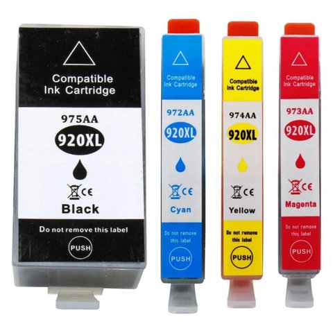Kit 4 Cores Cartucho de Tinta Compatível 920xl 920 para Hp Officejet 6000 6500 7500a 6000wl 6500wl e