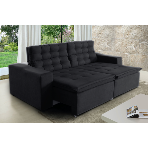 Sofá Londres 300cm Retrátil Reclinável Preto – Ws