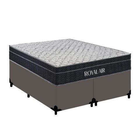 Cama Box com Colchão Queen Royal Air Pillow Top Molas Ensacadas Tecido Branco Royal Sleep