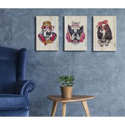 Quadro Cachorro 78 Madeira Pinus Impressão UV 30x20(cm) - 4 Quadro Cachorro 78 Madeira Pinus Impressão UV 30x20(cm) - 4