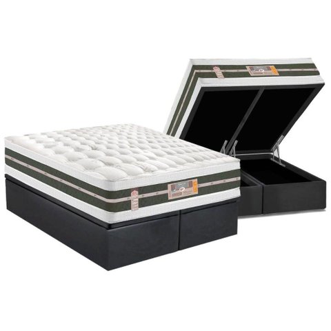 Cama Box Baú King: Colchão Molas Castor Bonnel Silver Star Air Double Face + Base CRC Suede Gray(