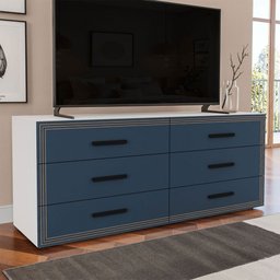 Cômoda Valência 6 Gavetas Branco/azul - Politorno - 1