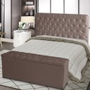 Ver imagem 2 de Kit de Quarto Cabeceira de Cama Box e Calçadeira Baú Estrela Casal Queen 160 Cm Suede Botão Strass
