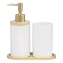 Ver imagem 1 de Conjunto Lavabo Banheiro 3 Peças Bambu Saboneteira Líquida