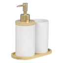 Ver imagem 4 de Conjunto Lavabo Banheiro 3 Peças Bambu Saboneteira Líquida