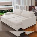 Ver imagem 2 de Sofá Cama Retrátil Reclinável para Sala de Estar 208cm Lari F04 Bouclê Off White - Lyam Decor