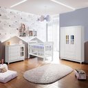 Ver imagem 1 de Quarto de Bebê Completo Gabrielle Berço 3 em 1 Lila Guarda Roupa 4 Portas Cômoda Infantil com
