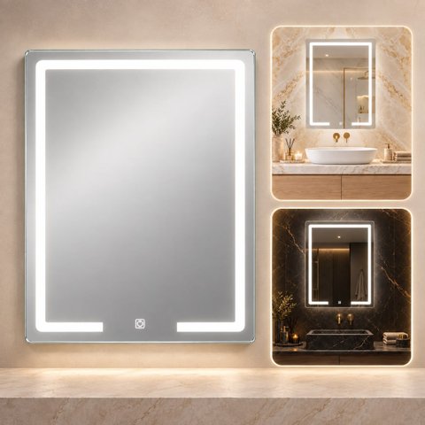 Espelho Decorativo Retangular com Iluminação 70x90cm Goldenx