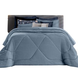 Edredom Plush Inove Liso Casal Queen Cor:Azul Céu - 4