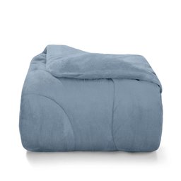 Edredom Plush Inove Liso Casal Queen Cor:Azul Céu - 5